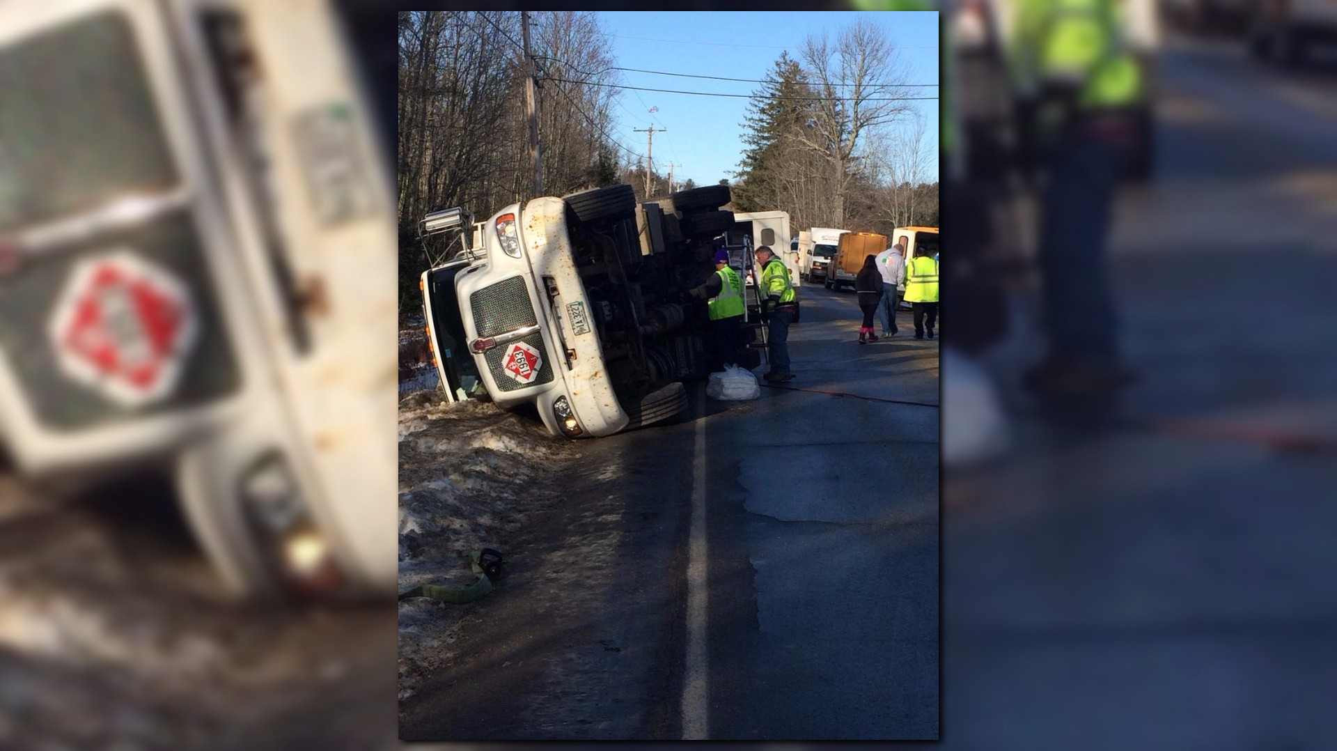 Route 22 in Buxton shut down after truck rollover spills oil